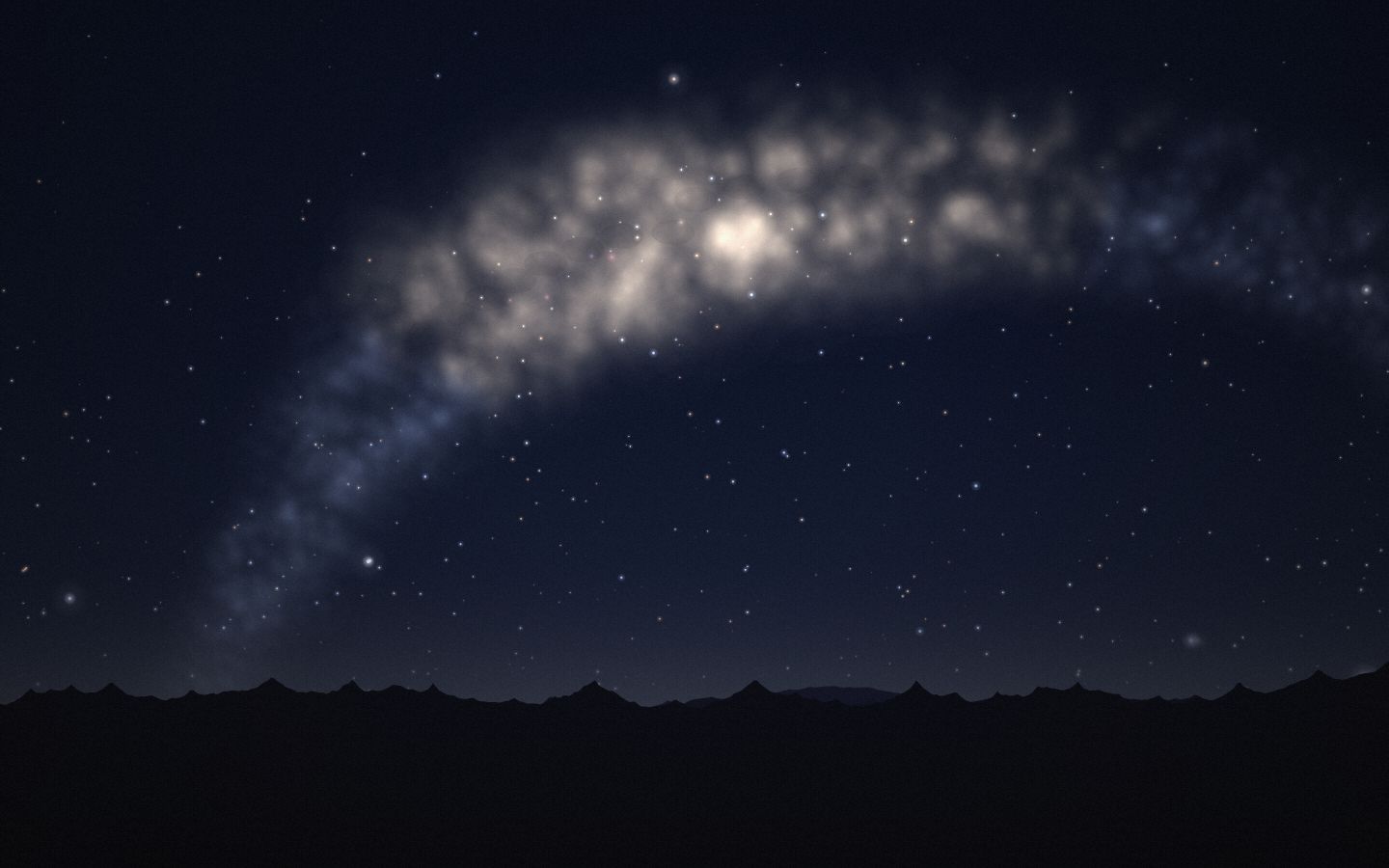 Simulated sky over Cerro Toco Approach, rendered by the Front Row simulator